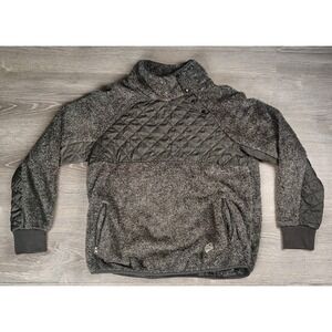 Simply Southern Large Womens Grey Button Neck Quilted Jacket Pullover Pockets